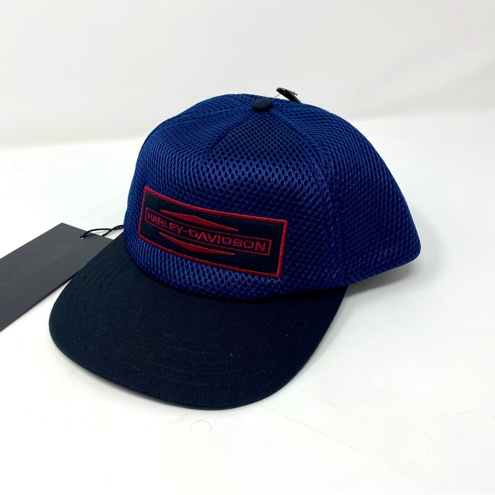 Harley-Davidson Blue Woven Cap Hat Snapback Adjustable Flat Bill Unisex Adult